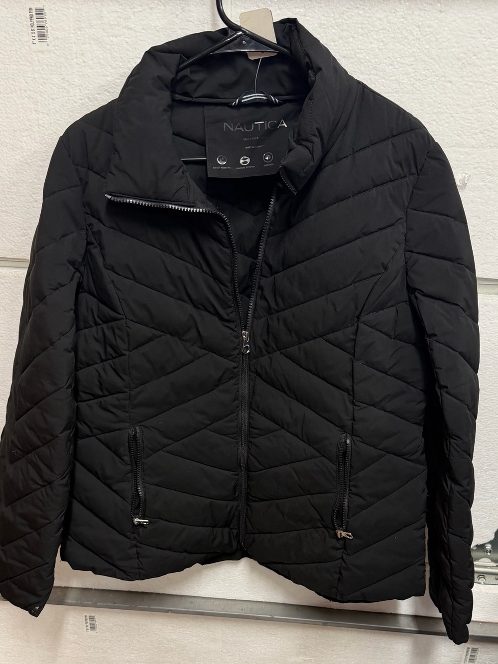 Nautica Black Quilted Chevron Puffer Jacket